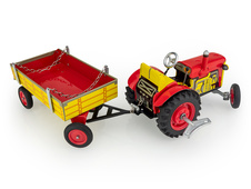 Traktor ZETOR s valníkem červený – plastové disky kol