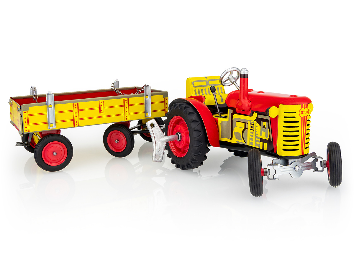 Traktor ZETOR  s valníkem červený – plastové disky kol