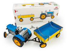 Traktor ZETOR s valníkem - modrý – kovové disky kol
