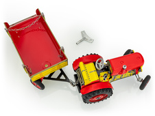 Traktor ZETOR s valníkem - červený - kovové disky kol